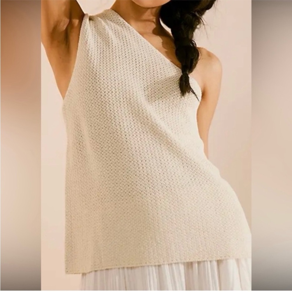 Free People Condado One Shoulder Sweater‎ Tank Cream Size XS